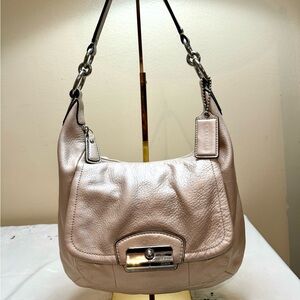 Coach 19323 Purse Kristen Pink Leather Shoulder Bag with Zipper and Silver Metal